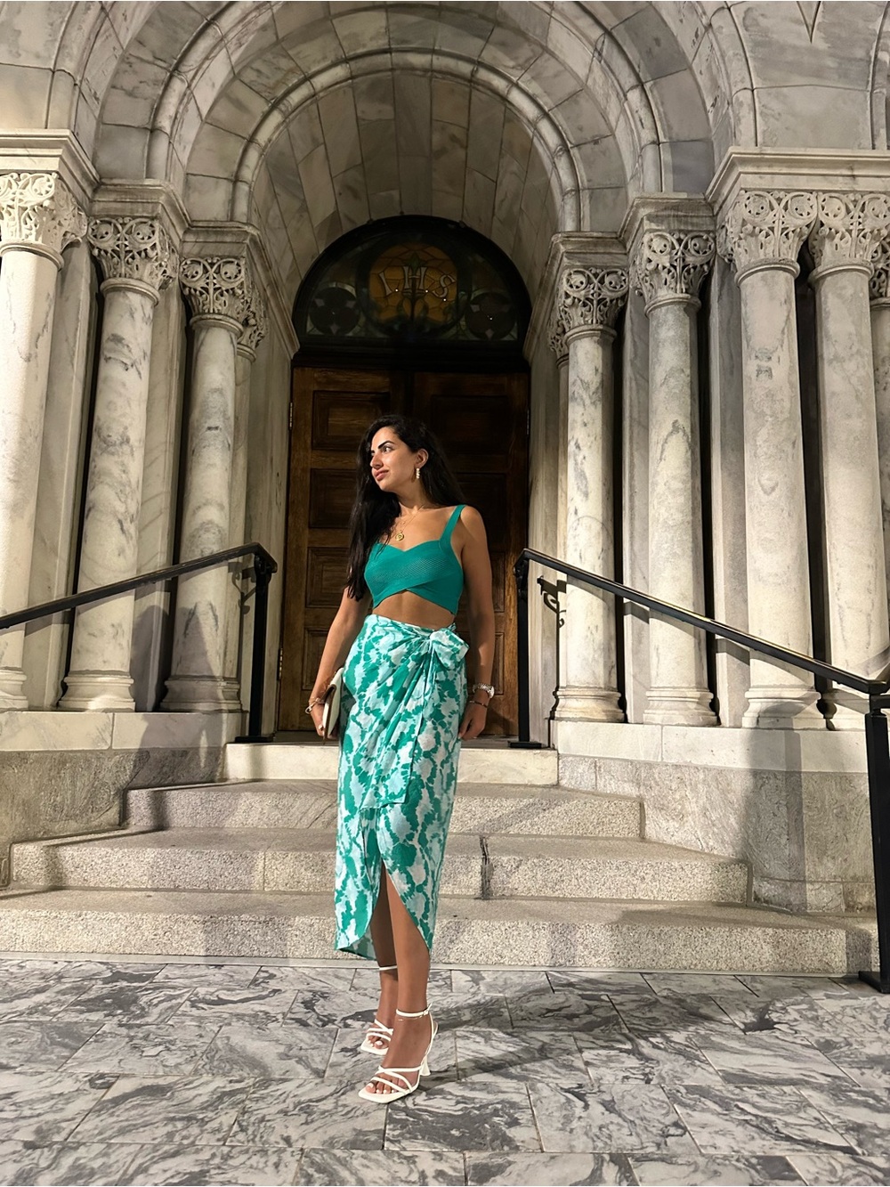 Zara Teal Green Printed Green Sarong
